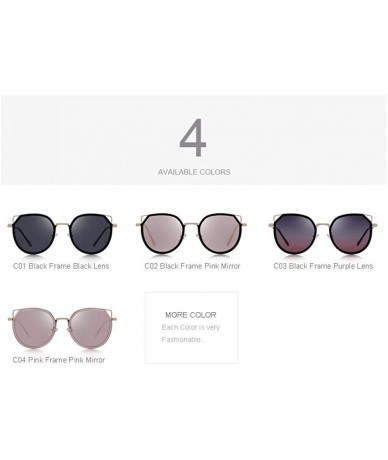 Aviator DESIGN Women Fashion Cat Eye Polarized Sunglasses Gradient Lens Metal C01 Black - C01 Black - CK18XNGHK50 $26.98