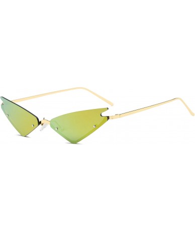 Cat Eye Small Cateye Sunglasses Futuristic Rimless Mirrored Lens - Gold Mirrored Lens - CK18T6HA5C5 $26.04