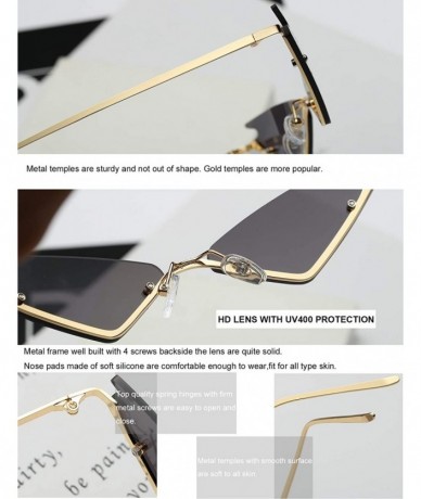 Cat Eye Small Cateye Sunglasses Futuristic Rimless Mirrored Lens - Gold Mirrored Lens - CK18T6HA5C5 $26.04