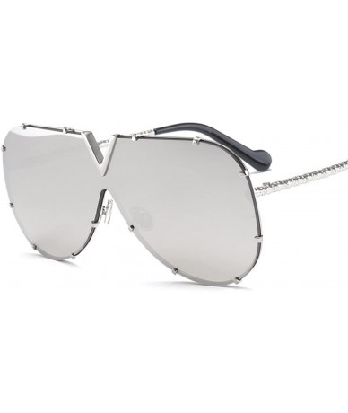 Oversized Luxury Rivet Pilot Sunglasses Women Men 2018 Oversized One Piece Sunglass Metal Big Frame Shades UV400 Oculos - C71...