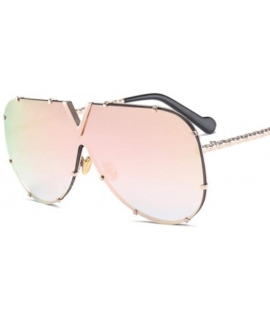 Oversized Luxury Rivet Pilot Sunglasses Women Men 2018 Oversized One Piece Sunglass Metal Big Frame Shades UV400 Oculos - C71...