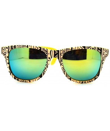 Square Aztec Tribal Print Square Sunglasses Multicolor Mirror Lens - Yellow - CT11PELTCMT $19.82