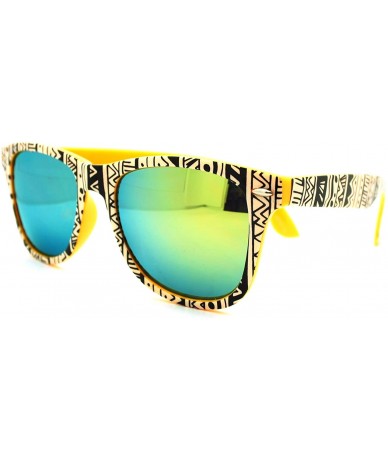 Square Aztec Tribal Print Square Sunglasses Multicolor Mirror Lens - Yellow - CT11PELTCMT $19.82