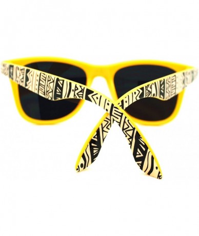 Square Aztec Tribal Print Square Sunglasses Multicolor Mirror Lens - Yellow - CT11PELTCMT $19.82