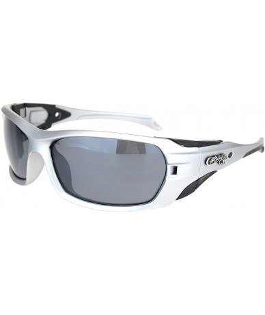 Wrap Sunglasses Mens Wrap Around Oval Rectangular Bikers Shades UV 400 - Silver (Black) - CF194ALA33Z $21.70