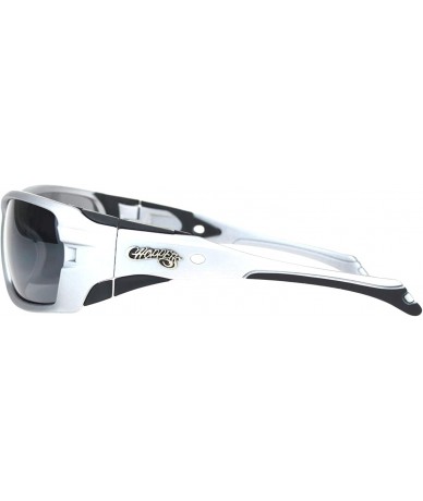 Wrap Sunglasses Mens Wrap Around Oval Rectangular Bikers Shades UV 400 - Silver (Black) - CF194ALA33Z $21.70