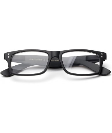 Round "Polit" Squared Modern Design Fashion Clear Lens Glasses - Black/Wood - CK12L9ZOV8N $17.69