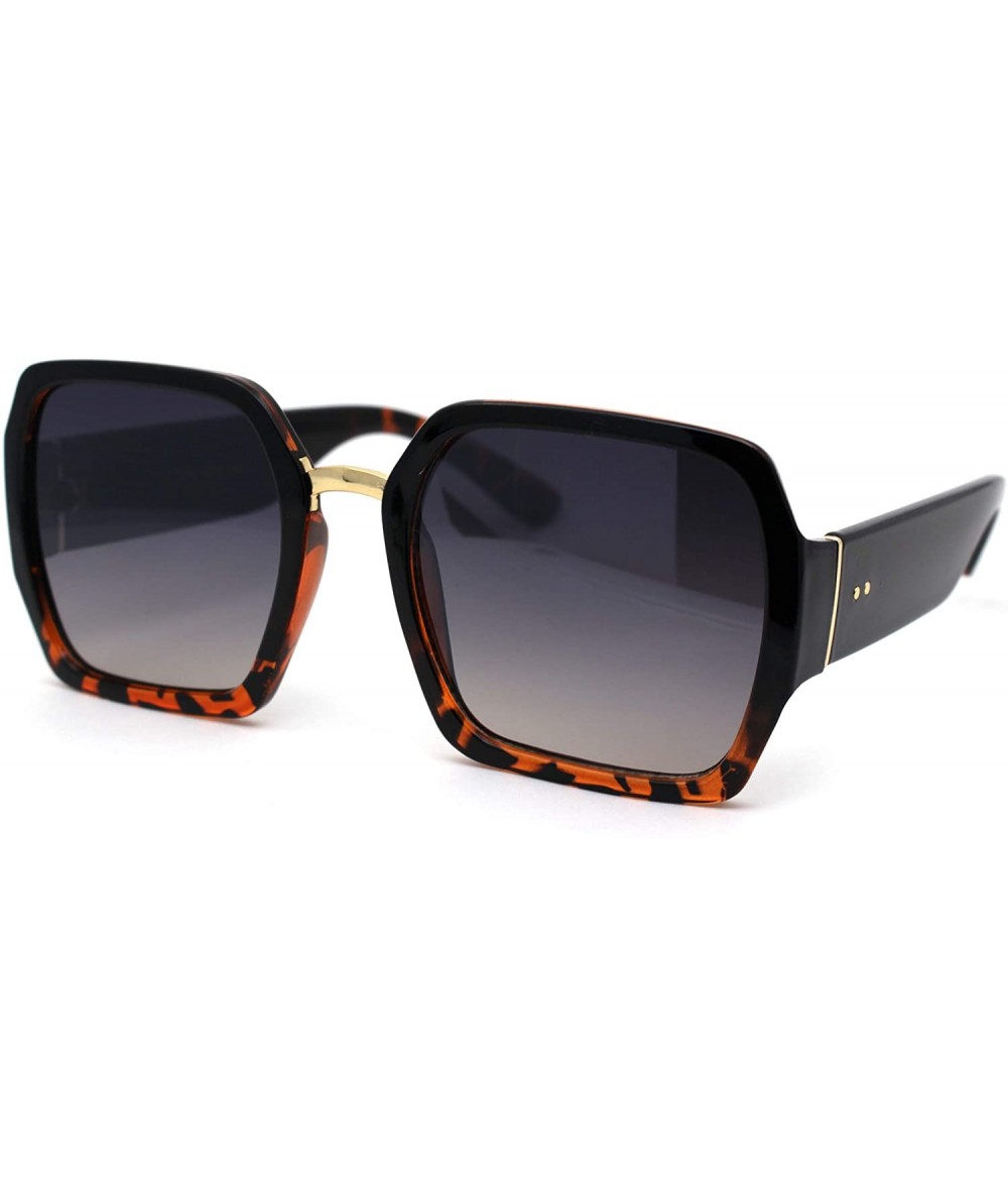 Rectangular Womens Oversize Rectangular Butterfly Chic Designer Sunglasses - Black Tortoise Smoke - CR193MRGTOH $23.64