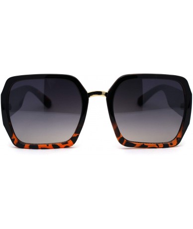 Rectangular Womens Oversize Rectangular Butterfly Chic Designer Sunglasses - Black Tortoise Smoke - CR193MRGTOH $23.64