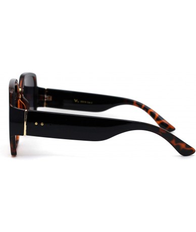 Rectangular Womens Oversize Rectangular Butterfly Chic Designer Sunglasses - Black Tortoise Smoke - CR193MRGTOH $23.64