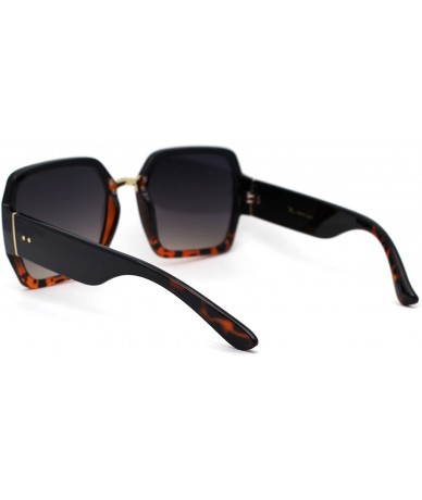 Rectangular Womens Oversize Rectangular Butterfly Chic Designer Sunglasses - Black Tortoise Smoke - CR193MRGTOH $23.64