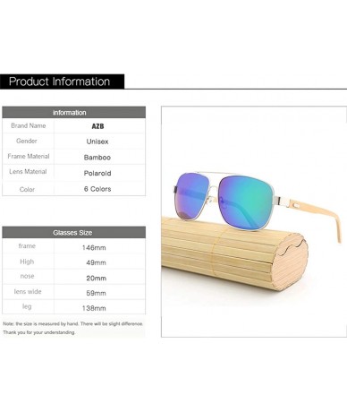 Rectangular Handmade Bamboo Feet Glasses European and American Style Metal Farme sunglasses - Yellow - C718H6Y5UYO $32.28