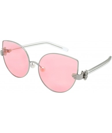 Oversized Vintage Style Cat Eye Sunnies with Flat Mirrored Lens 3137-FLRV - Silver - C7182M27H68 $19.01