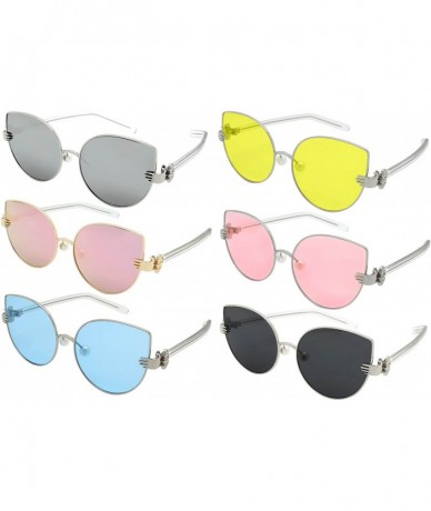 Oversized Vintage Style Cat Eye Sunnies with Flat Mirrored Lens 3137-FLRV - Silver - C7182M27H68 $19.01