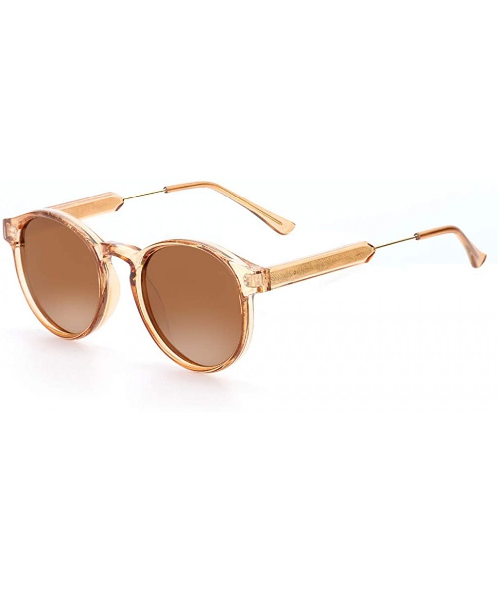 Oversized Polarized Sunglasses for Women Retro Round Womens Sunglasses Vintage Shades - C4 Brown Lens/Brown Frame - CG196CNGW...