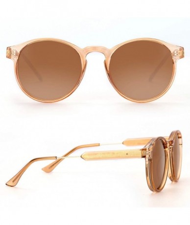 Oversized Polarized Sunglasses for Women Retro Round Womens Sunglasses Vintage Shades - C4 Brown Lens/Brown Frame - CG196CNGW...