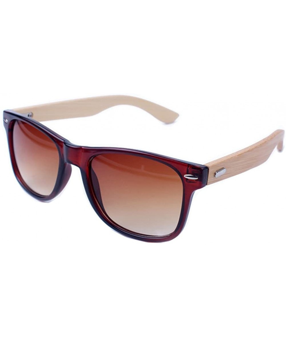 Oversized Men's Bamboo Wood Arms Classic Sunglasses Wayfer Lens 55mm - Brown/Brown - C712FU83KWX $27.01