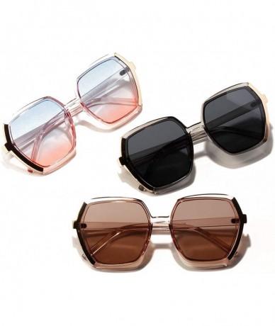 Oversized Vintage Oversize Square Fashion Gradient Sunglasses Frame Women Female - Blue Pink - CG19840AGCK $21.58