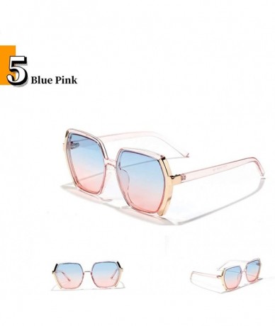 Oversized Vintage Oversize Square Fashion Gradient Sunglasses Frame Women Female - Blue Pink - CG19840AGCK $21.58