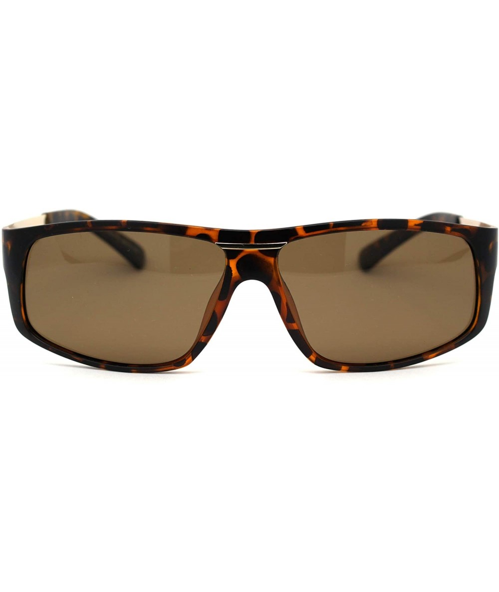 Rectangular Mens Polarized Narrow Rectangle Classic Sport Fashion Sunglasses - Matte Tortoise Solid Brown - CE192RWUWUG $24.01