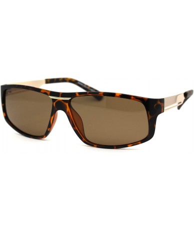 Rectangular Mens Polarized Narrow Rectangle Classic Sport Fashion Sunglasses - Matte Tortoise Solid Brown - CE192RWUWUG $24.01