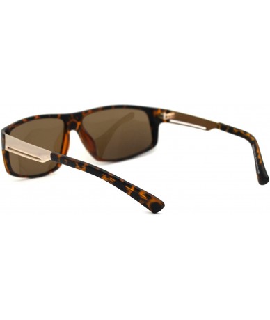 Rectangular Mens Polarized Narrow Rectangle Classic Sport Fashion Sunglasses - Matte Tortoise Solid Brown - CE192RWUWUG $24.01