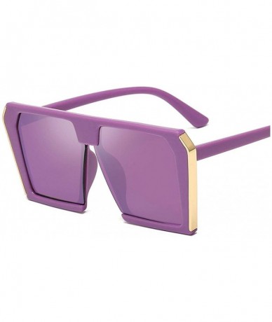 Round 2020 Trend Big Box Square Sunglasses Women's Brand Designer Retro Female Male Universal - Purple - CO197A2ONNM $40.77