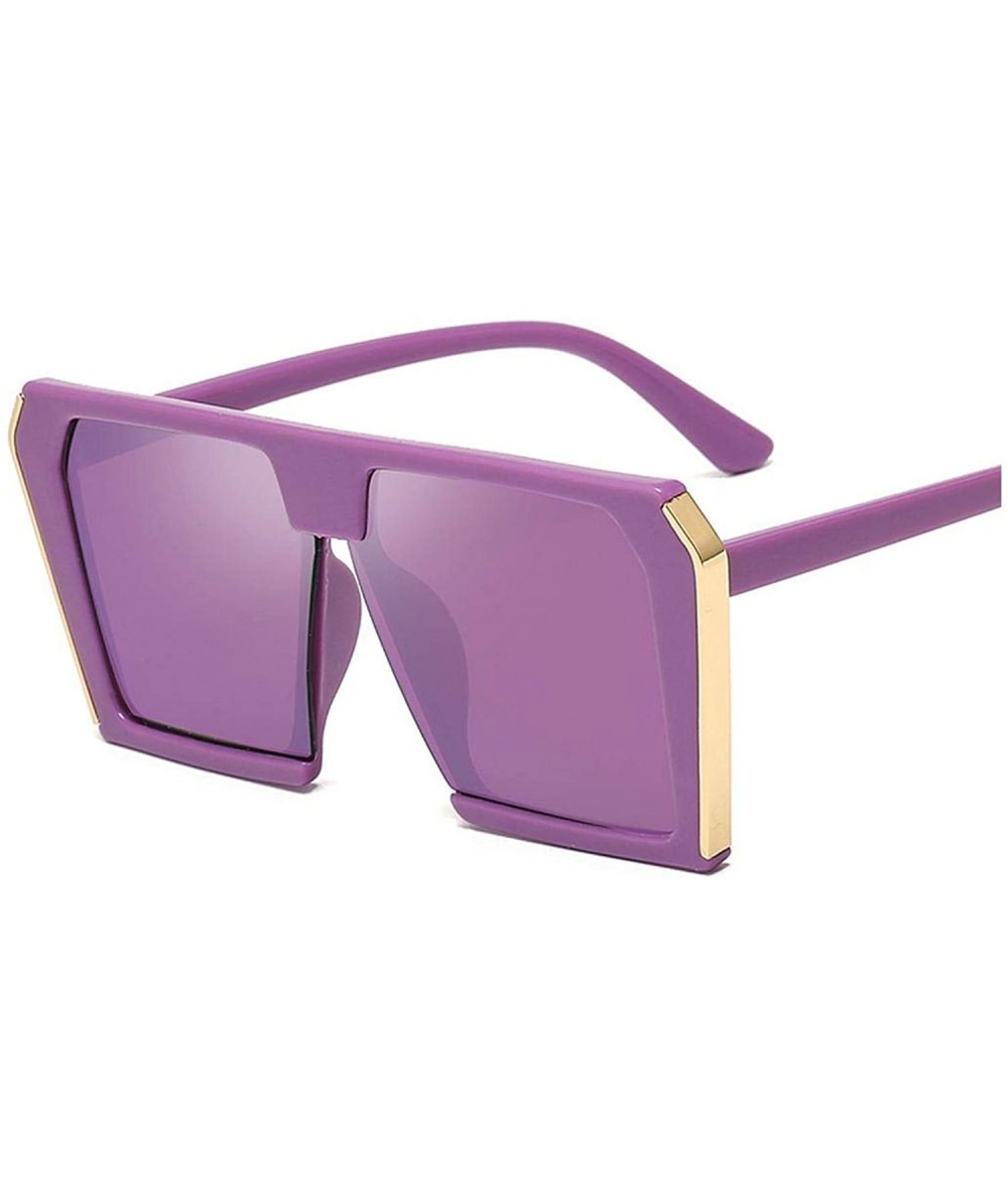 Round 2020 Trend Big Box Square Sunglasses Women's Brand Designer Retro Female Male Universal - Purple - CO197A2ONNM $40.77