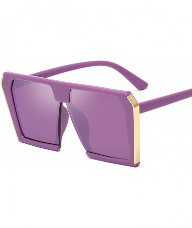 Round 2020 Trend Big Box Square Sunglasses Women's Brand Designer Retro Female Male Universal - Purple - CO197A2ONNM $40.77