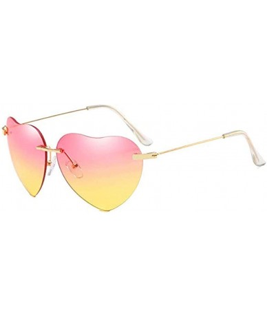 Oversized New Retro Love Ocean Piece Sunglasses Street Beat Peach Heart Shaped Colorful Sunglasses - D - CT18SMGZ5UM $17.48