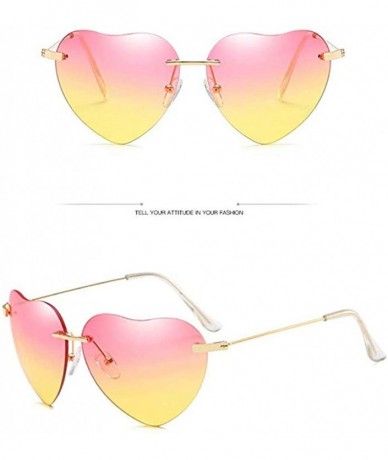 Oversized New Retro Love Ocean Piece Sunglasses Street Beat Peach Heart Shaped Colorful Sunglasses - D - CT18SMGZ5UM $17.48