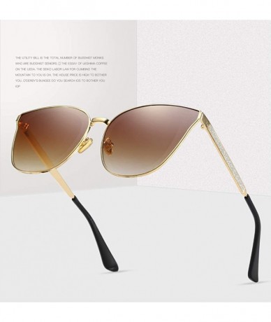 Cat Eye Lady cat eye fashion large frame glasses metal classic sunglasses UV400 - Black - CS18XS9SQAU $40.38