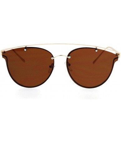 Butterfly Womens Sunglasses Trendy Arched Metal Top Rims Behind Lens UV 400 - Gold (Brown) - CU186L4G4AS $22.88