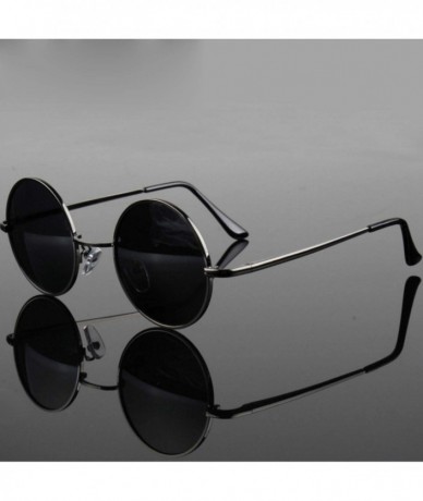 Goggle Retro Classic Vintage Round Polarized Sunglasses Men Sun Glasses Women Metal Frame Black Lens Eyewear Driving - CO1985...