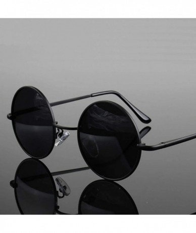 Goggle Retro Classic Vintage Round Polarized Sunglasses Men Sun Glasses Women Metal Frame Black Lens Eyewear Driving - CO1985...