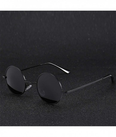 Goggle Retro Classic Vintage Round Polarized Sunglasses Men Sun Glasses Women Metal Frame Black Lens Eyewear Driving - CO1985...