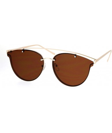 Butterfly Womens Sunglasses Trendy Arched Metal Top Rims Behind Lens UV 400 - Gold (Brown) - CU186L4G4AS $22.88