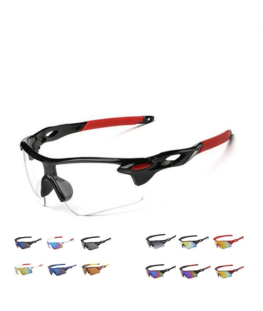 Semi-rimless Polarized Sunglasses Men Explosion Proof Baseball - Black Frame Red Flat Mirror - CV190DW8ZXT $24.74