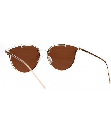 Butterfly Womens Sunglasses Trendy Arched Metal Top Rims Behind Lens UV 400 - Gold (Brown) - CU186L4G4AS $22.88