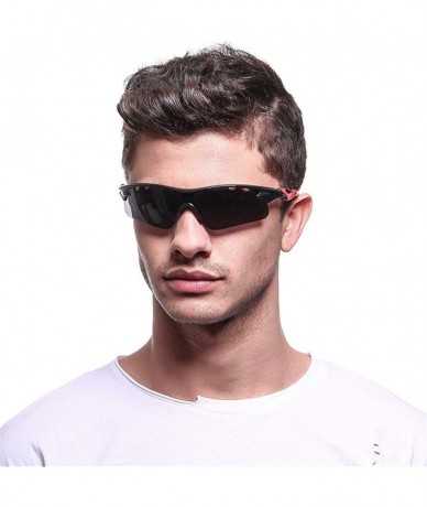 Semi-rimless Polarized Sunglasses Men Explosion Proof Baseball - Black Frame Red Flat Mirror - CV190DW8ZXT $24.74