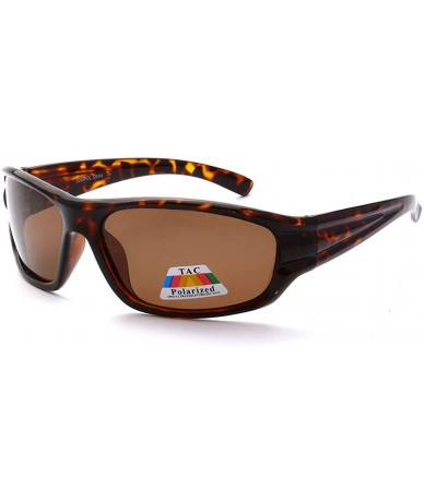 Square Polarized Sporty Square Framed Polarized Sunglasses UV400 - Leopard Brown - C412KW902I5 $17.50