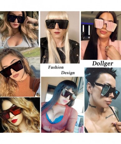 Oversized Oversized Square Sunglasses for Women Men Retro Shades Fashion Big Flat Top Mirror Rimless Lens - CO19634H76Y $25.46