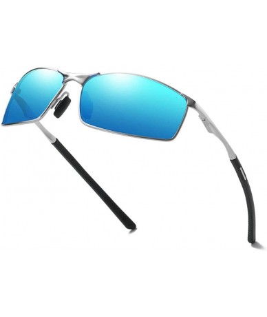 Square designe rcustom polarized sunglasses fashion - Silver&blue-5.0 - C218NHLQN00 $48.88