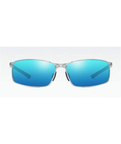 Square designe rcustom polarized sunglasses fashion - Silver&blue-5.0 - C218NHLQN00 $48.88