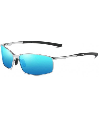 Square designe rcustom polarized sunglasses fashion - Silver&blue-5.0 - C218NHLQN00 $48.88