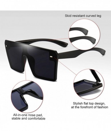 Oversized Oversized Square Sunglasses for Women Men Retro Shades Fashion Big Flat Top Mirror Rimless Lens - CO19634H76Y $25.46