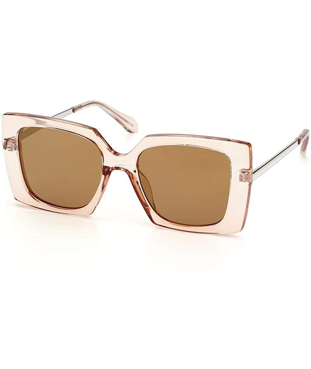 Aviator Sunglasses Women Fashion Brand Designer Polarized Frame Summer Eyewear Brown - Brown - CG18YZWRCS7 $23.11