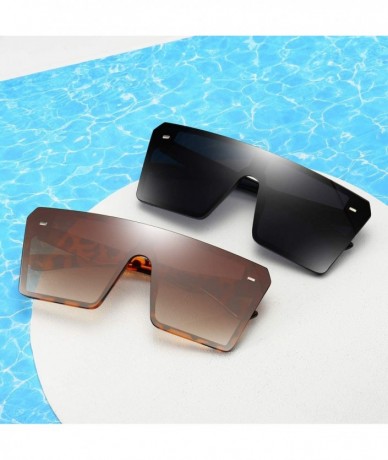 Oversized Oversized Square Sunglasses for Women Men Retro Shades Fashion Big Flat Top Mirror Rimless Lens - CO19634H76Y $25.46