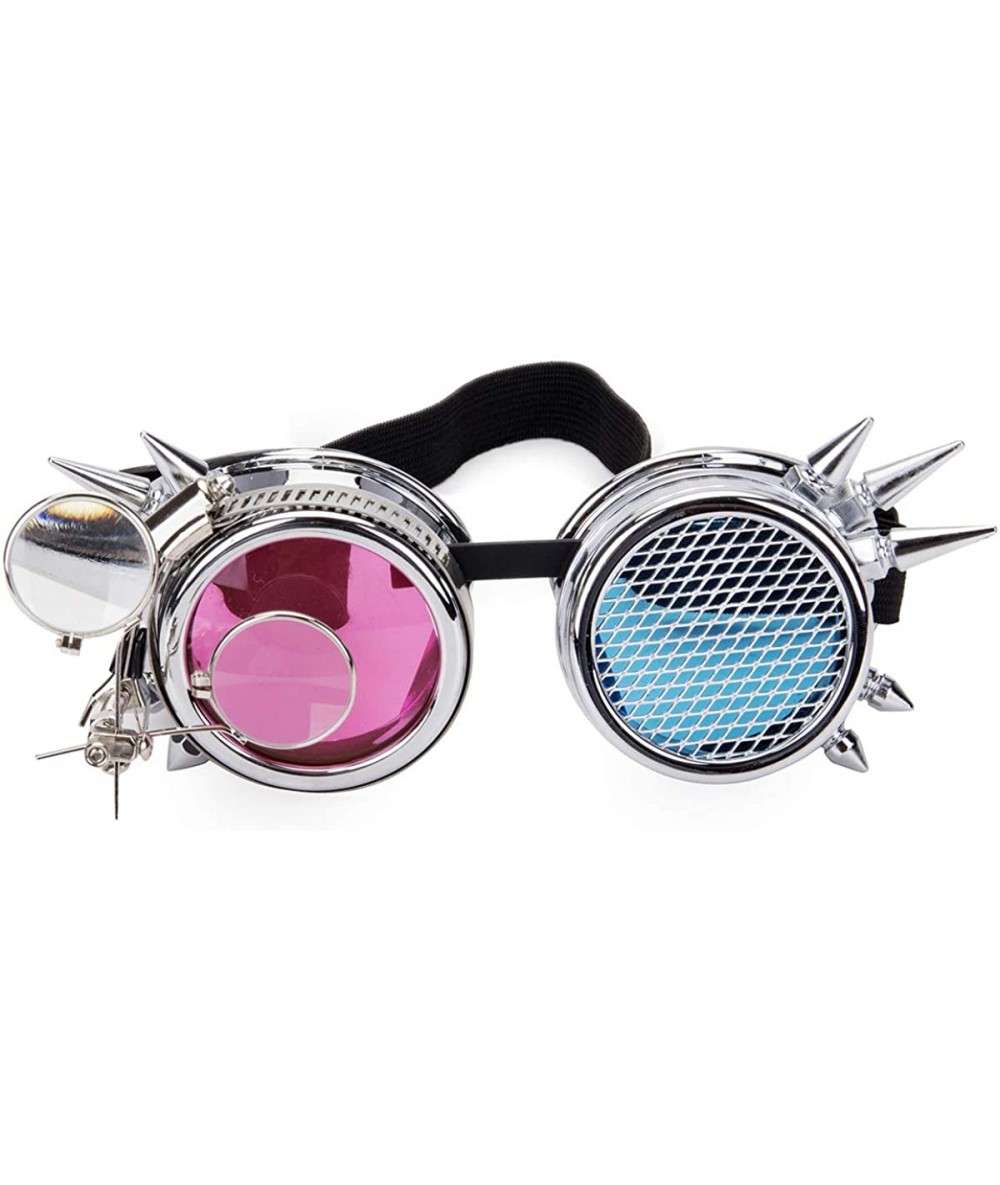 Goggle Steampunk Kaleidoscope Goggles Rainbow Crystal - Silver - CZ18KAC0MU5 $22.33