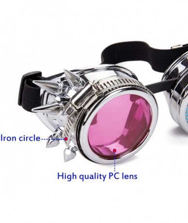 Goggle Steampunk Kaleidoscope Goggles Rainbow Crystal - Silver - CZ18KAC0MU5 $22.33